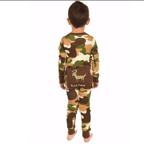 Lazy One Buck Naked Camo Deer Flapjack Long Johns Pajamas Toddler 2T Alaska PJs - Picture 3 of 8